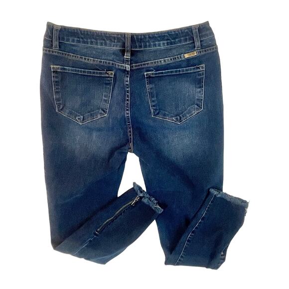 KanCan Skinny Blue Jeans Women Junior 13/30 Zip Ankle Ripped Knees Stretch Denim - Picture 2 of 12